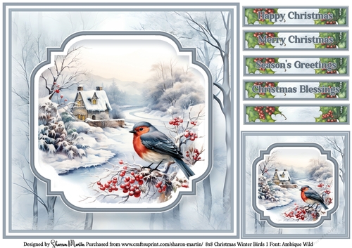 8x8 Christmas Winter Birds 1 No Mistletoe