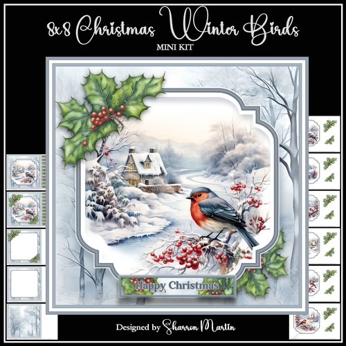 8x8 Christmas Winter Birds Mini Kit - x11 A4 Sheets 
