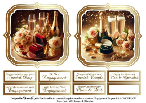 Large Toppers Engagement 5 & 6 with Sentiments CU4CU/CU/PU
