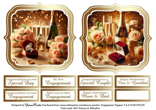 Large Toppers Engagement 7 & 8 with Sentiments CU4CU/CU/PU