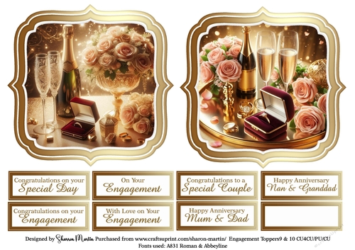 Large Toppers Engagement 9 & 10 with Sentiments CU4CU/CU/PU