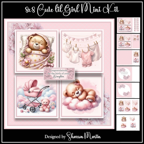 8x8 Cute lil Girl Mini Kit - x7 A4 Sheets 