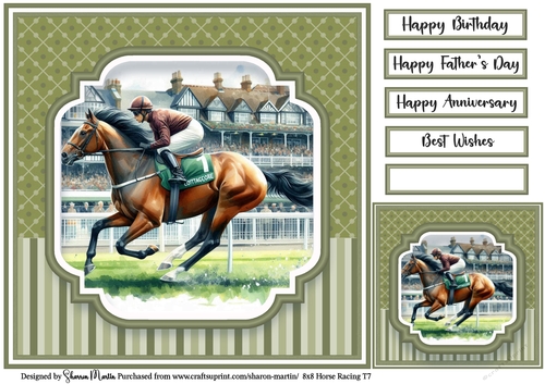 8x8 Horse Racing T7 - Card Front, Gift Card and Sentiments 