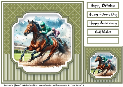 8x8 Horse Racing T10 - Card Front, Gift Card and Sentiments 