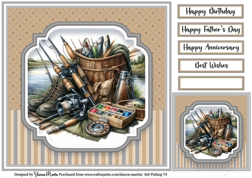 8x8 Fishing T4 - Card Front, Gift Card and Sentiments 