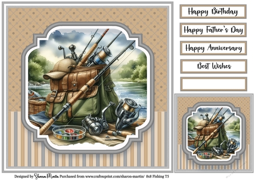 8x8 Fishing T5 - Card Front, Gift Card and Sentiments 