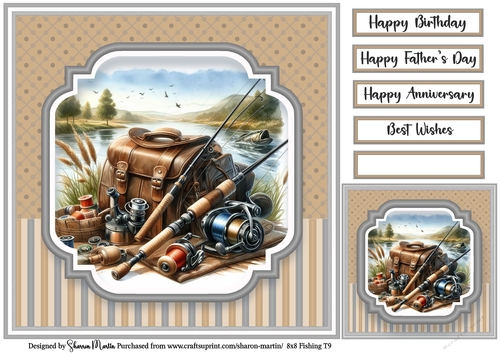 8x8 Fishing T9 - Card Front, Gift Card and Sentiments 