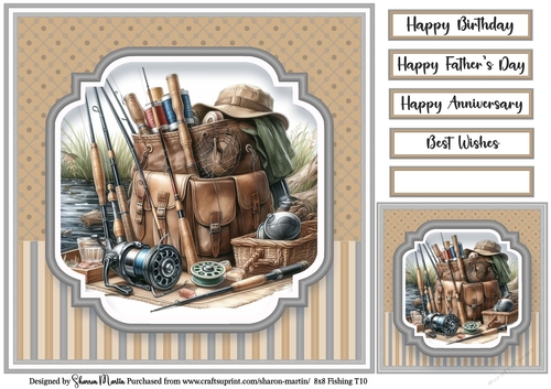 8x8 Fishing T10 - Card Front, Gift Card and Sentiments 