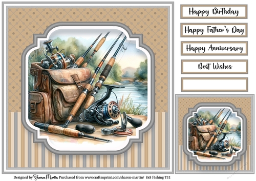 8x8 Fishing T11 - Card Front, Gift Card and Sentiments 