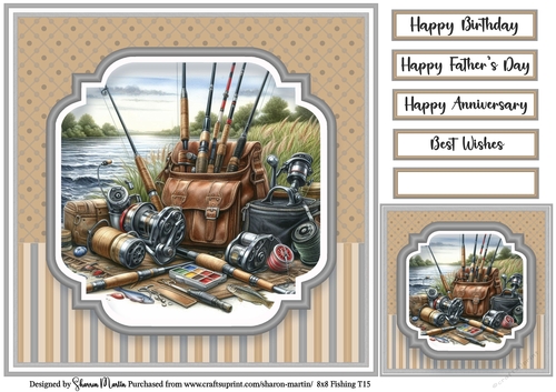 8x8 Fishing T15 - Card Front, Gift Card and Sentiments 