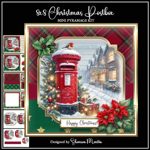 8x8 Christmas Postbox 1 Mini Pyramage Kit - x6 A4 Sheets 