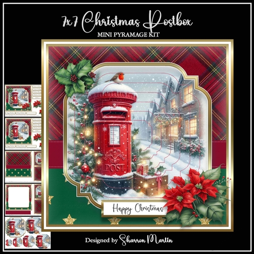 7x7 Christmas Postbox 1 Mini Pyramage Kit - x5 A4 Sheets 