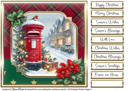 8x8 Christmas Postbox 1 with Sentiments