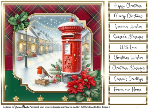 8x8 Christmas Postbox 3 with Sentiments