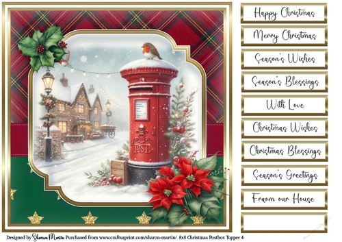 8x8 Christmas Postbox 4 with Sentiments
