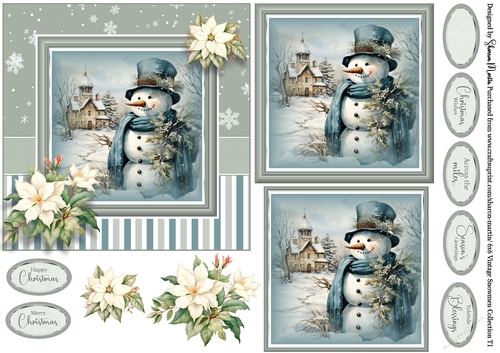 6x6 Vintage Snowmen 1 