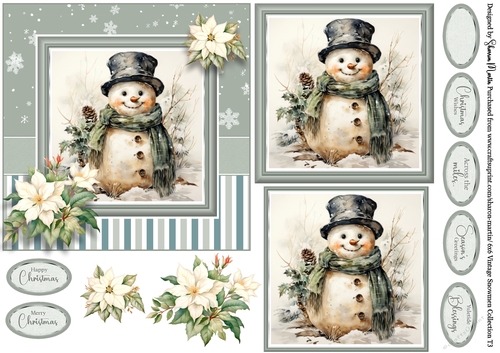 6x6 Vintage Snowmen 3
