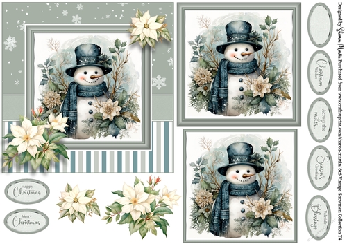 6x6 Vintage Snowmen 4