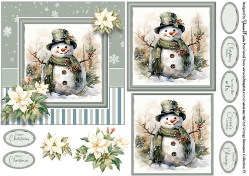 6x6 Vintage Snowmen 5