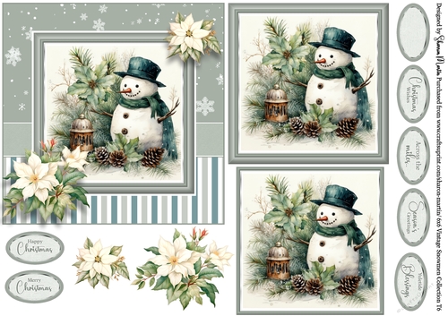 6x6 Vintage Snowmen 6