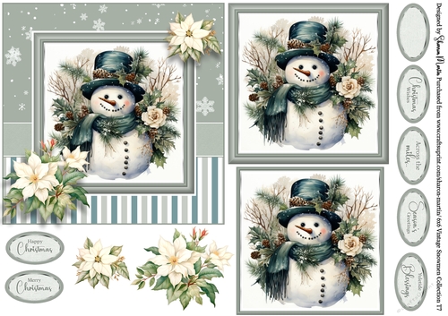6x6 Vintage Snowmen 7