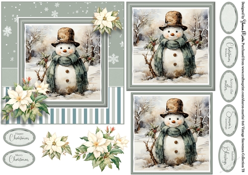 6x6 Vintage Snowmen 8