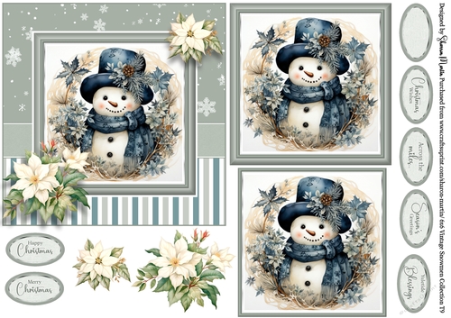 6x6 Vintage Snowmen 9
