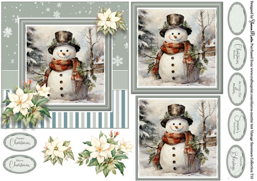 6x6 Vintage Snowmen 10