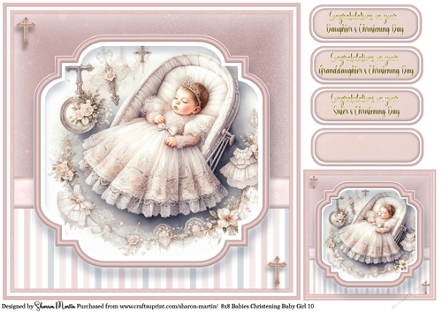 8x8 Babies Christening Day T10 (Pink)