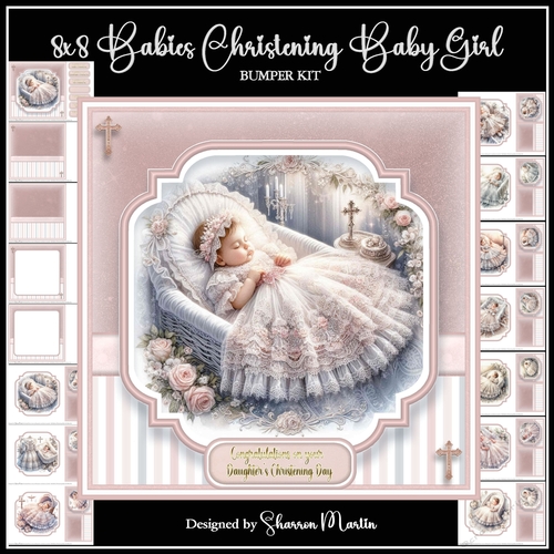 8x8 Christneing Day Baby Girl - x15 A4 Sheets 