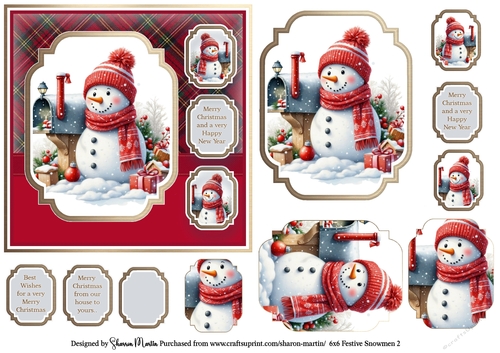 6x6 Festive Snowmen 2