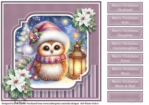 8x8 Winter Owls 6