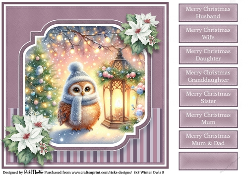 8x8 Winter Owls 8