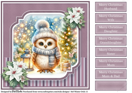 8x8 Winter Owls 11