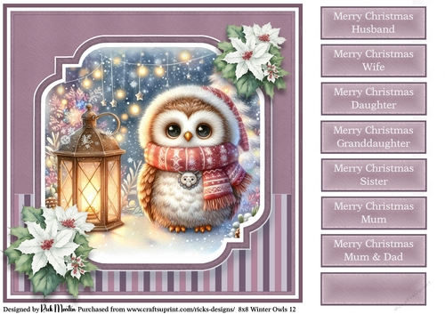 8x8 Winter Owls 12