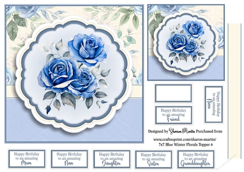 7x7 Blue Winter Florals T6 - Quick Card