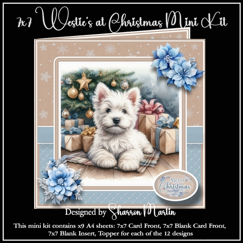 7x7 Westies at Christmas Mini Kit - x9 A4 Sheets 