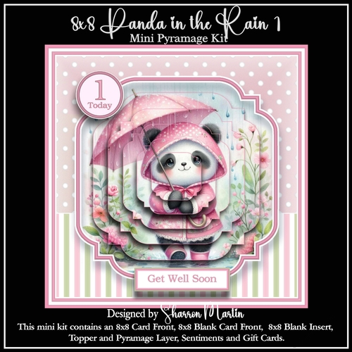 8x8 Panda in the Rain 1 Mini Kit - x5 A4 sheets 
