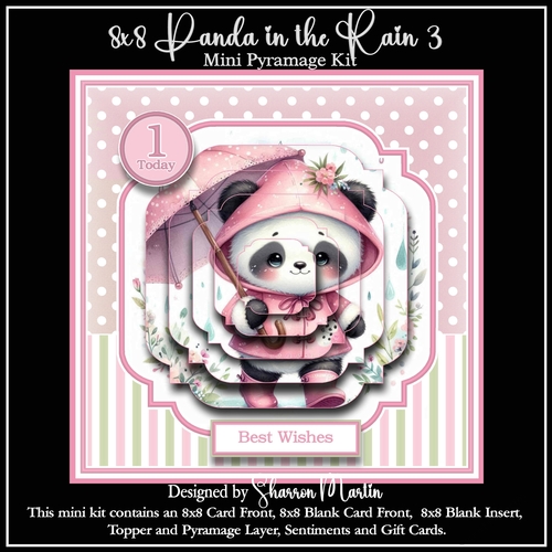 8x8 Panda in the Rain 3 Mini Kit - x5 A4 sheets 