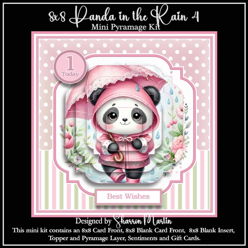 8x8 Panda in the Rain 4 Mini Kit - x5 A4 sheets 