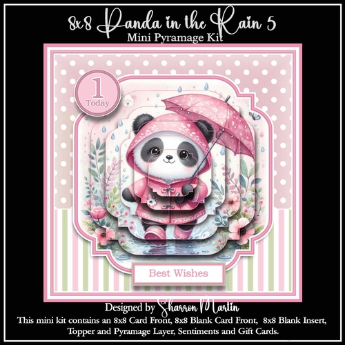 8x8 Panda in the Rain 5 Mini Kit - x5 A4 sheets 