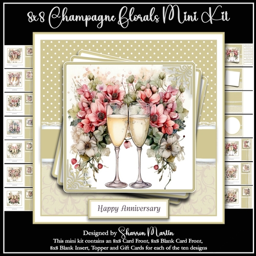 8x8 Champagne Florals Mini Kit - x14 A4 Sheets 