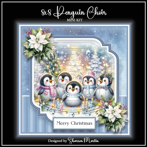 8x8 Penguin Choir Christmas Mini Kit 1 - x6 A4 Sheets 