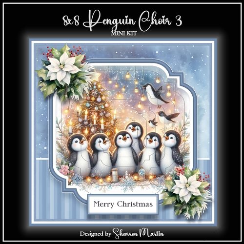 8x8 Penguin Choir Christmas Mini Kit 3 - x6 A4 Sheets 