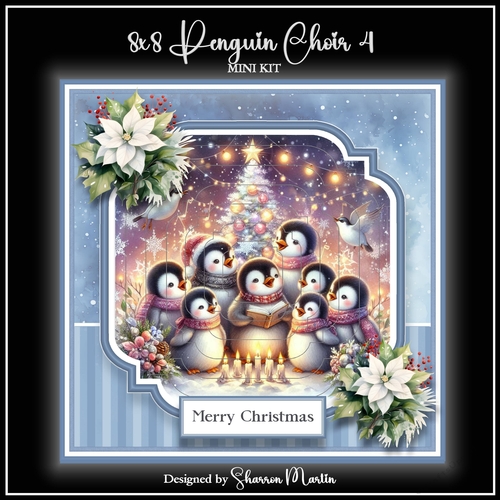 8x8 Penguin Choir Christmas Mini Kit 4 - x6 A4 Sheets 