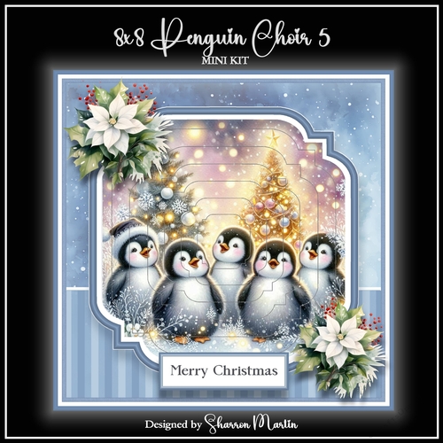 8x8 Penguin Choir Christmas Mini Kit 5 - x6 A4 Sheets 