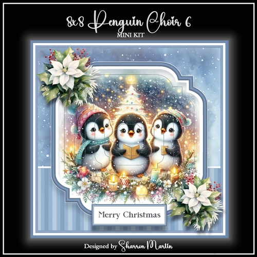 8x8 Penguin Choir Christmas Mini Kit 6 - x6 A4 Sheets 
