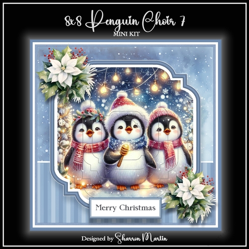 8x8 Penguin Choir Christmas Mini Kit 7 - x6 A4 Sheets 