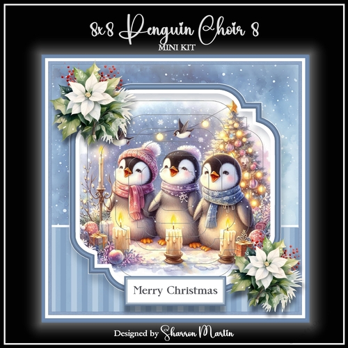 8x8 Penguin Choir Christmas Mini Kit 8 - x6 A4 Sheets 