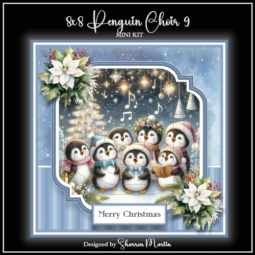 8x8 Penguin Choir Christmas Mini Kit 9 - x6 A4 Sheets 